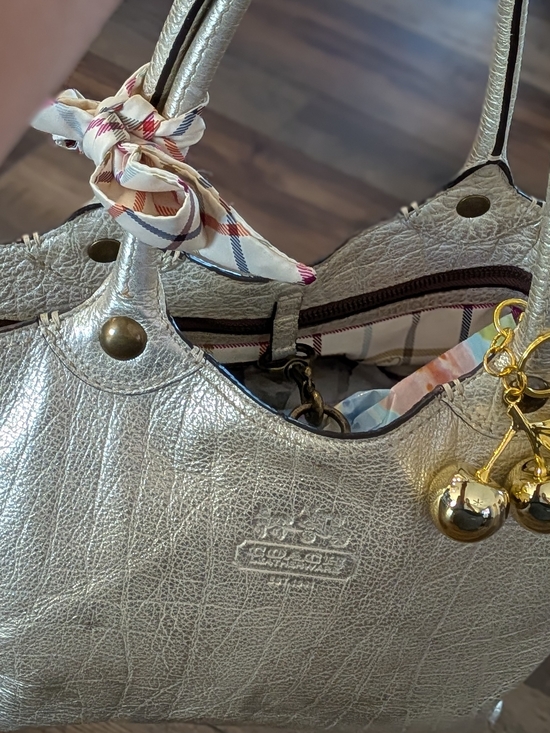 Coach Handbags - Coach Bleecker Vintage Large Platinum Metallic Leather Tote Bag #14384